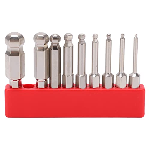 9pcs Sechskantschraubendreher Bit Set, 1/4 Zoll Sechskant Shank Magnetic Ball Head Hex -Sechskantbits, Universeller Hex -Kopfschlüssel -Bohrbohrer, der für Elektroschraubendreher von Greensen