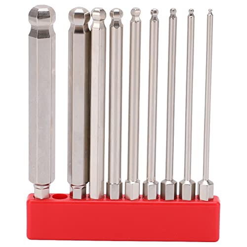 9pcs Sechskantschraubendreher Bit Set, 1/4 Zoll Sechskant Shank Magnetic Ball Head Hex -Sechskantbits, Universeller Hex -Kopfschlüssel -Bohrbohrer, der für Elektroschraubendreher von Greensen