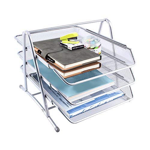 Briefablage Metall Silber, Briefkorb Dokumentenablage Briefablage Organizer Mesh Design Ablage Büro Briefablage Dokumenten Ablagen Schreibtischablage Papierablage Briefständer Ablagesystem 3 Fächer von Greensen