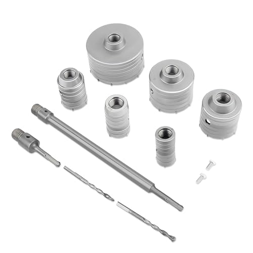 Greensen Bohrkronen-Set für Beton 6-teilig Kernbohrer Bohrer Set mit SDS Plus Lochsägen Bohrer für Steckdosen Durchmesser 35mm, 40mm, 50mm, 65mm, 82mm, 110mm von Greensen