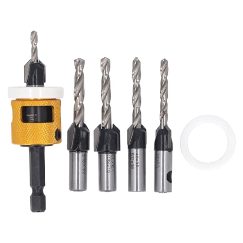 Greensen Countersink Bohrer Bit Set, Hex Shank Spiral Flöten Verstellbarer Tiefe mit 5 M2 HSS -sich Verjüngter Bohrerbits für Holzbearbeitungsmetallplastik Greensen Countersink Bohrer Bit Set, Hex Shank Spiral Flöten Verstellbarer Tiefe mit 5 M2 HSS -sich Verjüngter Bohrerbits für Holzbearbeitungsmetallplastik von Greensen