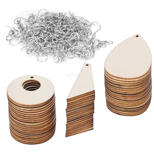 Greensen DIY -hölzerne Ohrringe Leerer Tränenschmuck, die Handarbeit von Hand, für Tägliche Verschleiß und Geben, 60 Paar Holz von Greensen
