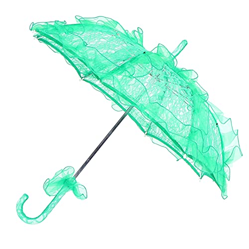 Greensen Einzigartige Faltbare Spitzenstoff -Stoff Parasol Regenschirm Klassische Brautleistung Requisiten Spitzen Regenschirm für Hochzeiten, Spiele, Performances (Gewicht: 155G) (GREEN) von Greensen