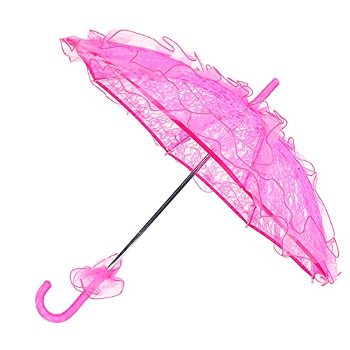 Greensen Einzigartige Faltbare Spitzenstoff -Stoff Parasol Regenschirm Klassische Brautleistung Requisiten Spitzen Regenschirm für Hochzeiten, Spiele, Performances (Gewicht: 155G) (Rosig) von Greensen