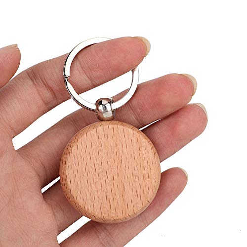 Greensen Holzschlüsselkette 10pcs Buche Keytags Glattes Ring, Handgefertigtes Zubehör Runden Holzschlüsselkainer Pack für Kleidung DIY -Projekte (Kreisgröße 4 cm) von Greensen