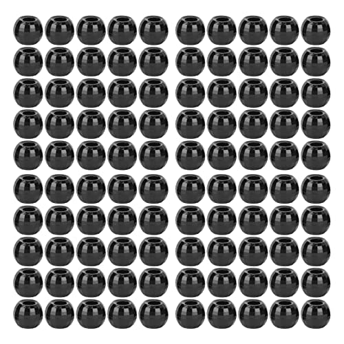 Greensen Kunststoff Großes Loch Haare Flechten Perlen Exquisites Design 100pcs für Haargebiete/Pferdeschwänze, Geeignet für Frauen/Männer, Rollenspiel, Langlebige und Zuverlässige Perlen (BLACK) von Greensen