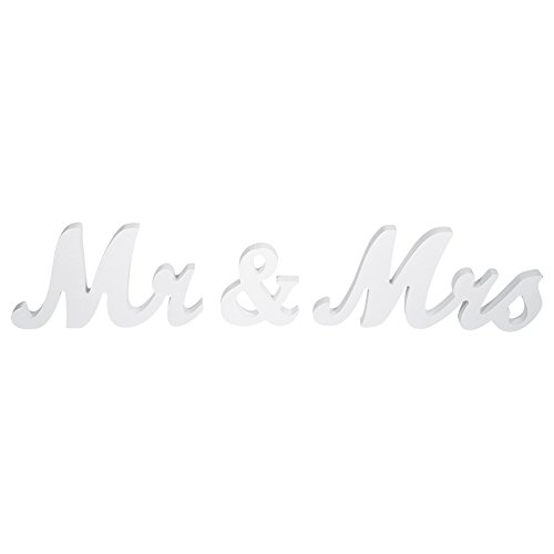 Greensen Mr & Mrs Schild, Mr & Mrs Holzbuchstaben, Mr und Mrs Schilder, Hochzeitstisch, Dekorative Buchstaben für Hochzeitsfoto-Requisiten, Party-Banner-Dekoration(Weiß) von Greensen