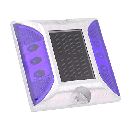 Greensen Solar -RICE -Licht Vermeiden Schwere Unfälle Weißes Licht 6 LED Solar Ground für Rasengarten Straßensicherheit Aluminiumdeck (BLUE) von Greensen