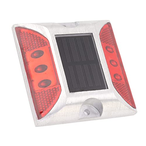 Greensen Solar -RICE -Licht Vermeiden Schwere Unfälle Weißes Licht 6 LED Solar Ground für Rasengarten Straßensicherheit Aluminiumdeck (Rot) von Greensen