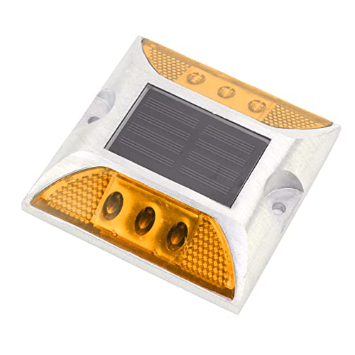 Greensen Solar -RICE -Licht Vermeiden Schwere Unfälle Weißes Licht 6 LED Solar Ground für Rasengarten Straßensicherheit Aluminiumdeck (YELLOW) von Greensen
