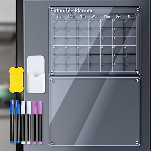 Magnetischer Acrylkalender für Kühlschrank Großer Acrylplaner -Board mit Markern und Radiergummi für die Planung von Aktivitäten (Monatlich und leer) von Greensen