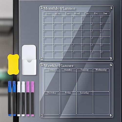 Magnetischer Acrylkalender für Kühlschrank Großer Acrylplaner -Board mit Markern und Radiergummi für die Planung von Aktivitäten (Monatlich und wöchentlich) von Greensen