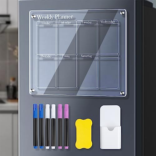 Magnetischer Acrylkalender für Kühlschrank Großer Acrylplaner -Board mit Markern und Radiergummi für die Planung von Aktivitäten (Wöchentlich) von Greensen
