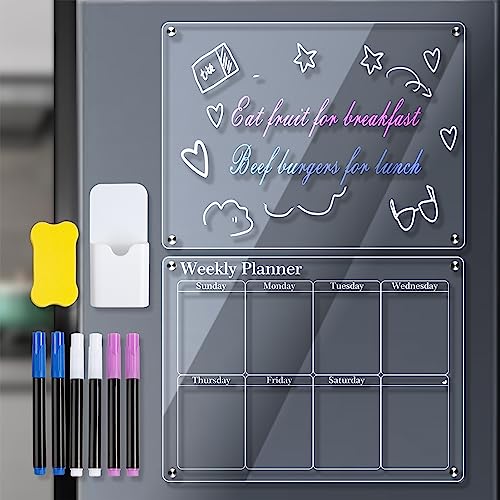 Magnetischer Acrylkalender für Kühlschrank Großer Acrylplaner -Board mit Markern und Radiergummi für die Planung von Aktivitäten (Wöchentlich und leer) von Greensen