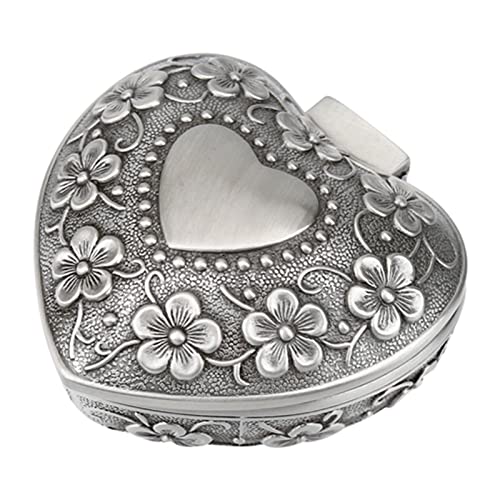 Vintage -Schmuckschatulle, Herzförmige Schmuckschachtel Metall Geschnitzte Blume Antike Halskette Ohrring -Aufbewahrungsorganisatorin in Einer Stabilen Zinklegierung, Luxuriöser Weichfutterschutz für Vintage -Schmuckschatulle, Herzförmige Schmuckschachtel Metall Geschnitzte Blume Antike Halskette Ohrring -Aufbewahrungsorganisatorin in Einer Stabilen Zinklegierung, Luxuriöser Weichfutterschutz für von Greensen