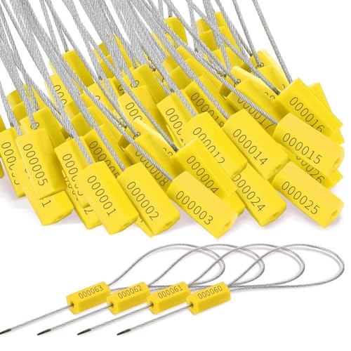 Greethga 120 Stahlkabeldichtungen, Metall-Sicherheitssiegel, nummeriert, Metall, LKW, Anhänger, Sicherheitsetiketten, manipulationssicher, Gelb Greethga 120 Stahlkabeldichtungen, Metall-Sicherheitssiegel, nummeriert, Metall, LKW, Anhänger, Sicherheitsetiketten, manipulationssicher, Gelb von Greethga