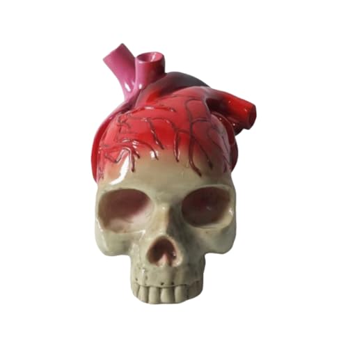Greethga Totenkopf-Herz-Schreibtisch-Dekoration, Totenkopf-Herz, Halloween-Dekoration, Geburtstags-Ornament für Familie und Kinder von Greethga