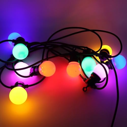Grehge ette 5 Meter mit 10 LED-Lampen, mehrfarbig auf schwarzem Kabel, verlängerbare Girlande für Gartenpartys, Weihnachten, Innen- und Außenbereich, IP44, Niederspannung (mehrfarbig, 5) von Grehge