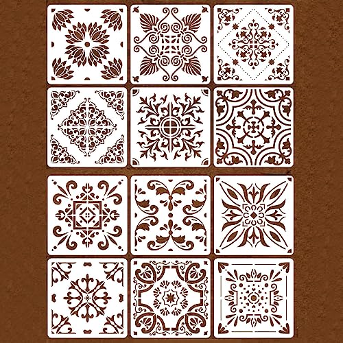 12 Stück Bodenfliesen-Malschablonen, Schablone zum Basteln, Wandkunst, wiederverwendbare Kunststoff-Schablonen zum Malen auf Platten, Wand, Boden, Holz, Möbel, Heimdekoration, Terrasse, 30 x 30 cm 12 Stück Bodenfliesen-Malschablonen, Schablone zum Basteln, Wandkunst, wiederverwendbare Kunststoff-Schablonen zum Malen auf Platten, Wand, Boden, Holz, Möbel, Heimdekoration, Terrasse, 30 x 30 cm von Grekywin