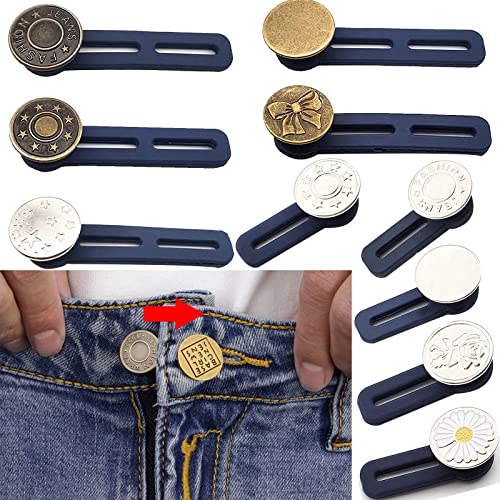 Knopfverlängerung für Hosen, Herren und Damen, 10-teiliges Set, einziehbare Jeans-Taille, Silikon-Verlängerungsknopf für lose Hosen, kein Nähen, Metallverlängerungsknopf, einfach zu verstellen Knopfverlängerung für Hosen, Herren und Damen, 10-teiliges Set, einziehbare Jeans-Taille, Silikon-Verlängerungsknopf für lose Hosen, kein Nähen, Metallverlängerungsknopf, einfach zu verstellen von Grekywin