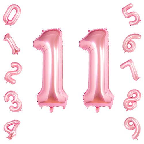 Tiffany Pink Nummer 11 Luftballons, 101,6 cm, Geburtstag, Zahlenballon, Partydekorationen, Zubehör, Heliumfolie, Mylar, digitale Luftballons (Tiffany Pink Nummer 11) von Gremode