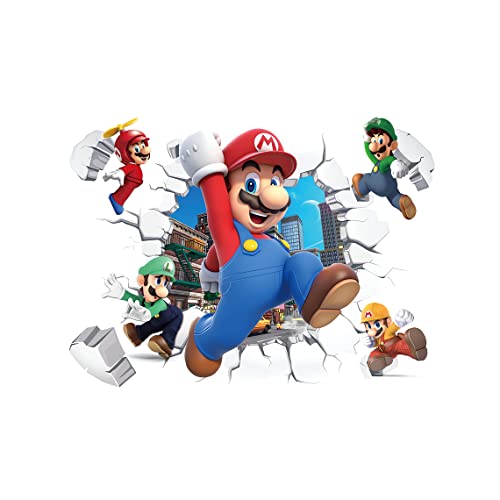 Grenric Mario Bros Tapete, Wandaufkleber für Kinderzimmer, Wanddekoration, Cartoon-Poster, Dekoration von Grenric