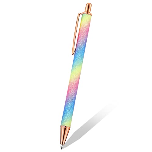 Greoer Regenbogen-Metall-Kugelschreiber, 1,0 mm einziehbarer Glitzer, Klick-Kugelschreiber, schwarze Tinte, Bling Metallstifte für Männer und Frauen, Metall-Glitzerstift für Schule, Büro, Zuhause, von Greoer