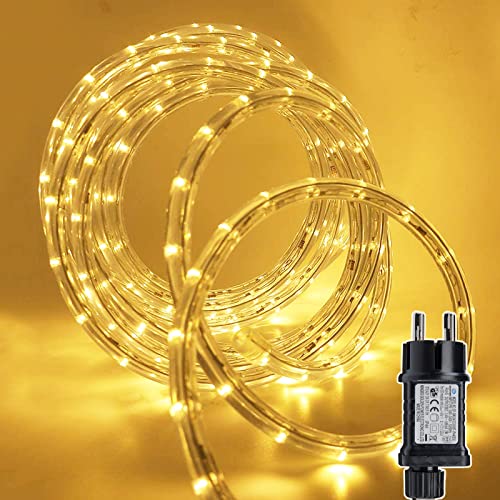 Gresonic 400LED 20M Lichterschlauch Aussen, Lichterkette mit Strom, Led Schlauch 8 Modi, Timer, IP44 Wasserfest Lichtschläuche für Außen und Innen, Garten Fest Party Hochzeit Balkon Deko (Warmweiß) von Gresonic