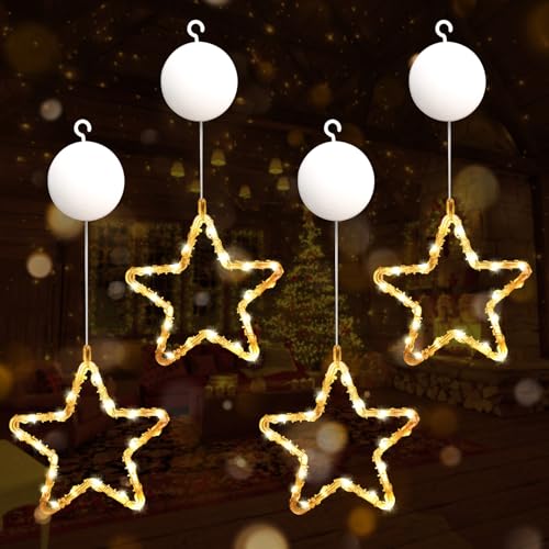 Gresonic LED Sterne Weihnachtsbeleuchtung 4 Stück, LED Lichtervorhang Warmweiß Batteriebetriebene mit Saugnäpfe, Fenster Lichterkette Innen für Weihnachten Deko, Balkon, Party, Hochzeit,Fest Gresonic LED Sterne Weihnachtsbeleuchtung 4 Stück, LED Lichtervorhang Warmweiß Batteriebetriebene mit Saugnäpfe, Fenster Lichterkette Innen für Weihnachten Deko, Balkon, Party, Hochzeit,Fest von Gresonic