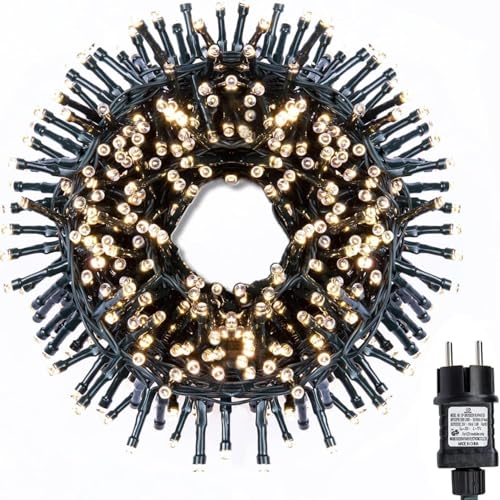 Gresonic-Led-Cluster-Lichterkette-Strombetrieb Deko für Innen Außen Garten Weihnachtsbaum Hochzeit (2000LED, Warmweiss Dauerlicht) von Gresonic