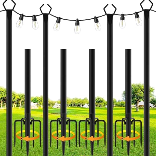 Gresonic Lichterkettenstangen String Light Pole für Deck - 4 Pack 9.8FT für außen hängenden Stahl String Pole für Outdoor-Dekoration Garten, Hinterhof, Terrasse Beleuchtung Stand für Hochzeit Gresonic Lichterkettenstangen String Light Pole für Deck - 4 Pack 9.8FT für außen hängenden Stahl String Pole für Outdoor-Dekoration Garten, Hinterhof, Terrasse Beleuchtung Stand für Hochzeit von Gresonic