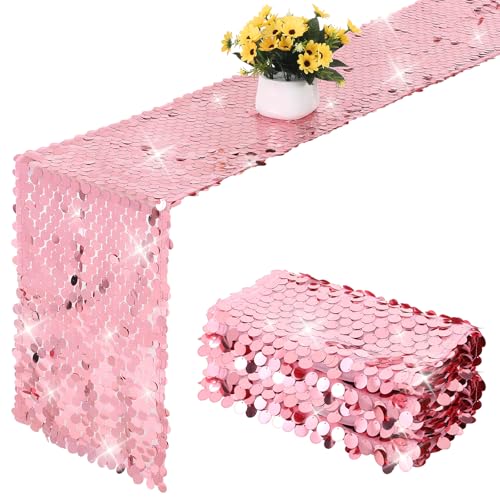 1 Stück Disco Party Tischläufer 275*30cm Discokugel Deko Tischläufer Glänzend Discokugel Tischdecke für Halloween,TanzpartyWeihnachten,Hochzeitsfeier,Geburtstagsparty,Bankettdekor-Rosa von Grevosea
