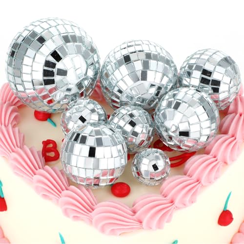 12 Stück Mini Discokugel,Disco Ball Cake Toppers,Kleine Discokugel,Discokugel Klein Kuchenaufsätze Disco-Themen-Zubehör für Geburtstagsparty-Dekorationen 70er-Jahre-Disco-Motto-Tanzparty-Zubehör von Grevosea