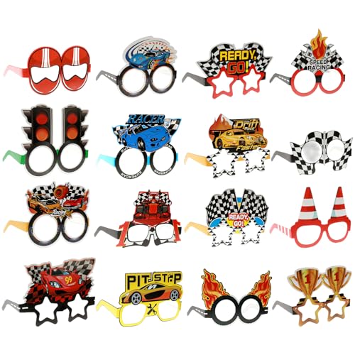 16 Stück Papier Geburtstag Partybrillen Racing Paper Glasses 3D Papier Partybrille Rennpartybrille Lustige Papier Partybrille Brillengeschenke Neuheit Partyzubehör Dekoration für Jungengeburtstage 16 Stück Papier Geburtstag Partybrillen Racing Paper Glasses 3D Papier Partybrille Rennpartybrille Lustige Papier Partybrille Brillengeschenke Neuheit Partyzubehör Dekoration für Jungengeburtstage von Grevosea