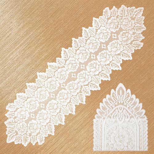2 Stück Tischläufer Spitze 120*35cm Tischläufer Hochzeit Spitze Gestickte Tischdecke Deckchen für Wohnzimmer Rustikale Boho Hochzeit Dekor Braut & Baby Dusche Dekoration von Grevosea