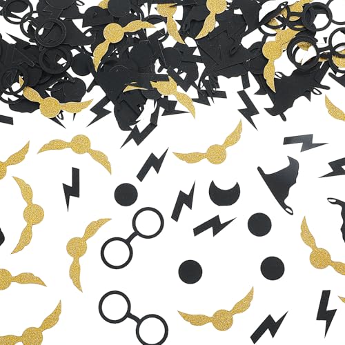 200 Stück Zauberer Tischkonfetti Glitter Magier Konfetti Zauberer Konfetti Magic Theme Party Supplies Hexenhut, Flügel, Brille, Muster, Streukonfettipapier für Babyparty,Mottoparty,Gastgeschenke von Grevosea