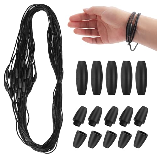 30 Sets Ersatz-Halskettenschnüre mit Abreißverschlüssen, schwarzes Nylonband und Kunststoff-Sicherheitsverschlüsse für Anhänger, Halsketten, Armbänder, Bastelarbeiten, Schmuckherstellung von Grevosea