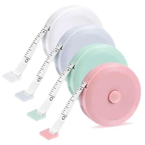 4 Stück Massband Körper 200cm Measuring Tape Einziehbares Maßband Körper Schneidermaßband Weiches Körpermaßband für Körpermessung, Messen von Länge, Brust, Taille, Nähen von Kleidung, Handarbeiten von Grevosea