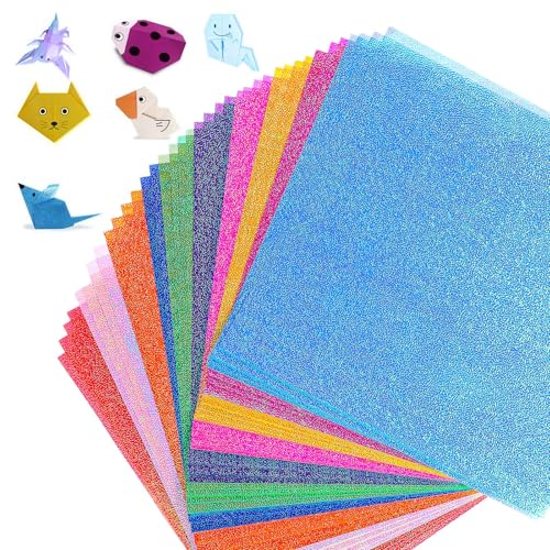 50 Blatt Glitzerpapier zum Basteln Bastelpapier Moosgummi Glitzer Weihnachten 20 * 20cm Bunt Glitzer Papiebastelpapier DIY Glitzerpapier zum Basteln und Gestalten,Grußkarten Scrapbooking-10 Farbe von Grevosea