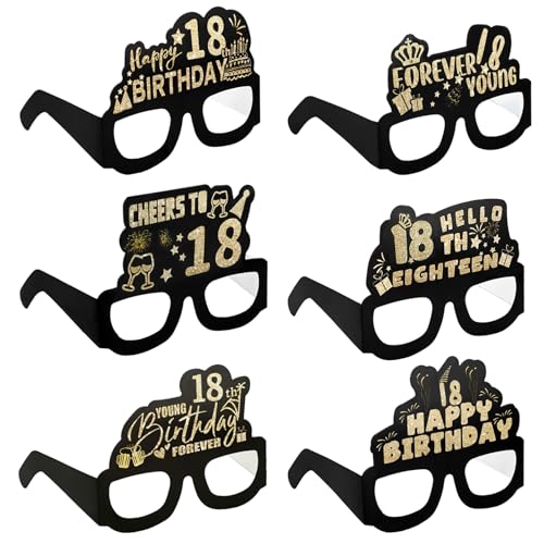 6 Stück Brille Zum 18. Geburtstag,Partybrillen Happy Birthday 18th Partybrille 3d Happy Birthday Party Paper Eyeglasses,Glitter Papier 3D Party Brille für Frau Mann 18. Geburtstag Party Deko 6 Stück Brille Zum 18. Geburtstag,Partybrillen Happy Birthday 18th Partybrille 3d Happy Birthday Party Paper Eyeglasses,Glitter Papier 3D Party Brille für Frau Mann 18. Geburtstag Party Deko von Grevosea