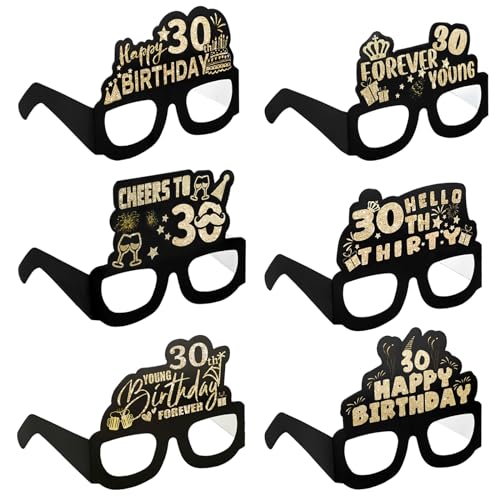 6 Stück Brille Zum 30. Geburtstag,Partybrillen Happy Birthday 30th Partybrille 3d Happy Birthday Party Paper Eyeglasses,Glitter Papier 3D Party Brille für Frau Mann 30. Geburtstag Party Deko 6 Stück Brille Zum 30. Geburtstag,Partybrillen Happy Birthday 30th Partybrille 3d Happy Birthday Party Paper Eyeglasses,Glitter Papier 3D Party Brille für Frau Mann 30. Geburtstag Party Deko von Grevosea