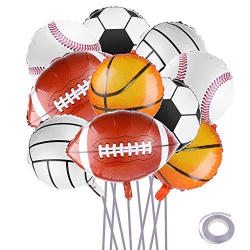 Grevosea 10 Stück Sport Luftballons Basketball Luftballons Fußball Ballons Baseball Luftballons Aluminiumfolie Ballon Mylar Ballons für Sport Thema Geburtstagsparty (18 Zoll) von Grevosea