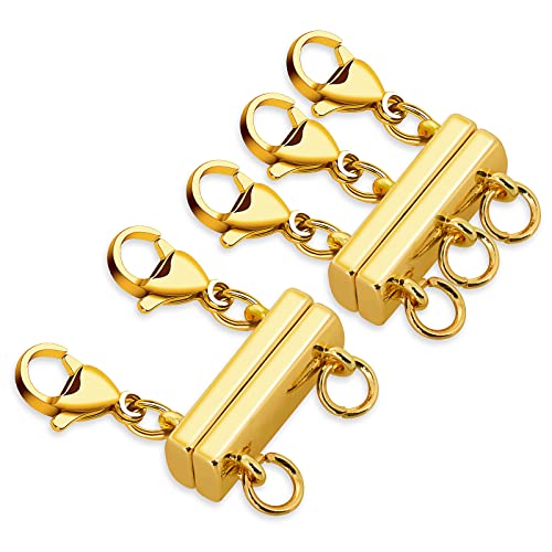 Grevosea 2 Stück kettenverschluss gold ketten verschlüsse Golden Halsketten layering verschlüsse Magnetische Halsketten für Halskette Armbänder Mehrere Verschlüsse Magnetverbinder von Grevosea