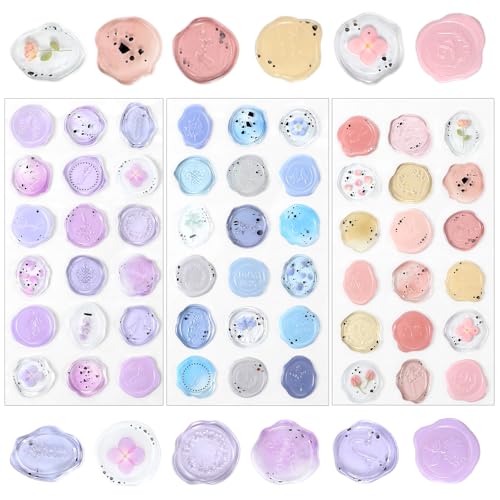 54 Stück Wachssiegel Selbstklebends Wachssiegel Aufkleber 0.86inch Umschlagverschluss Aufkleber Rosa Selbstklebende Wachssiegel Hochzeit für Partygeschenke, Geburtstage,Einladungen, Brautparty-Stil A von Grevosea
