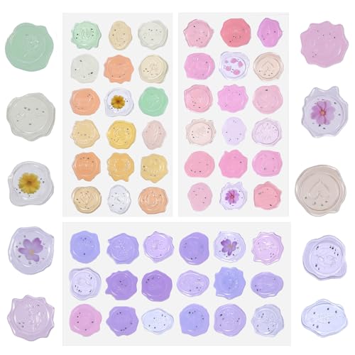 Grevosea 54 Stück Wachssiegel Aufkleber 0.86inch Umschlagverschluss Aufkleber Rosa Selbstklebende Wachssiegel Wachssiegel Hochzeit für Partygeschenke, Geburtstage,Einladungen, Brautparty(Stil B) von Grevosea