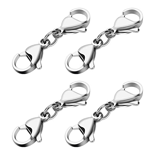 Grevosea kettenverschlus 4 Stück Doppelöffnung Karabinerverschluss Armbandverbinder Extender Halsketten Verkürzer Verschluss Verlängerung Lobster Buckle für DIY Schmuck Armbänder Halsketten-Silber von Grevosea
