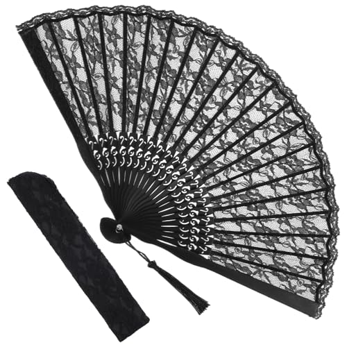 Grevosea 1 Stück Spitzefächer Handfächer Spitzen Fächer Vintage Fächer Hochzeitsfächer Brautfächer Faltbaren für Männer/Frauen,Hochzeitsfeier,Gastgeschenk,Aufführung,Tanz,Festivalgeschenk-Schwarz Grevosea 1 Stück Spitzefächer Handfächer Spitzen Fächer Vintage Fächer Hochzeitsfächer Brautfächer Faltbaren für Männer/Frauen,Hochzeitsfeier,Gastgeschenk,Aufführung,Tanz,Festivalgeschenk-Schwarz von Grevosea