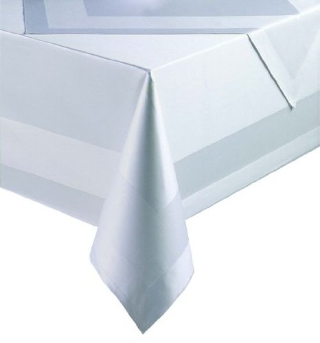 Grevotex Damast Tischdecke Tischtuch Mitteldecke weiß mit Atlaskante 170x130 cm von Grevotex