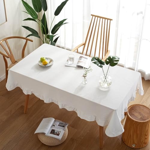 Grewod Tischdecke Wohnzimmertisch Modern, 100x140 cm, Weiß, Rechteckig, Baumwolle Tischtuch Einfarbig Tischdecke Deko Grewod Tischdecke Wohnzimmertisch Modern, 100x140 cm, Weiß, Rechteckig, Baumwolle Tischtuch Einfarbig Tischdecke Deko von Grewod