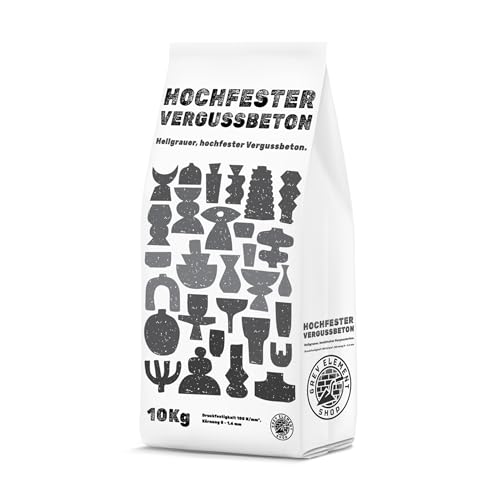 Grey Element Bastelbeton zum Gießen 10 kg einfach zu verarbeiten und schnelle Aushärtung - Hochfestes Gießpulver zum Formen gießen mit spiegelglatten Oberflächen - Gießmasse für Silikonformen von Grey Element Shop